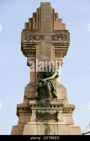 Statue en souvenir des morts dans le navire Cabo Explosion de Machichaco en 1893 qui a tué 600 personnes et en a blessé 2000 Dans le port de Santander Espagne Banque D'Images