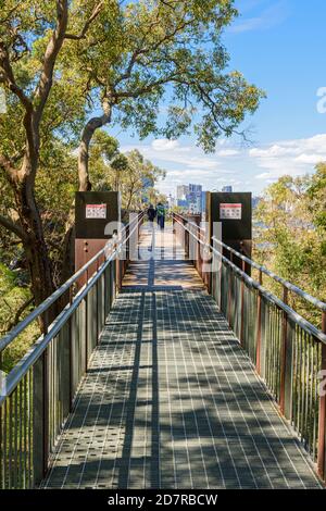 Les gens sur le parc Kings Lotterywest Federation pont passerelle, Perth, Australie Banque D'Images