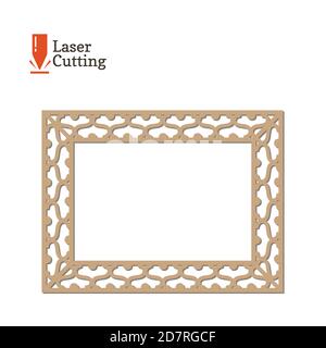 Panneau découpé au laser. Modèle de cadre vectoriel pour la coupe sur une machine laser. Silhouette artistique. Illustration de carte vectorielle pour la conception de cadres photo Illustration de Vecteur