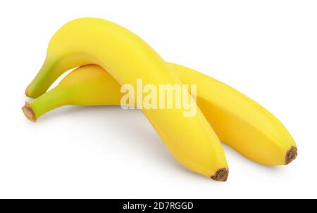 banane isolée sur fond blanc avec chemin de découpe et profondeur de champ complète. Banque D'Images