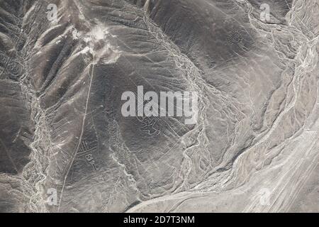 Vue aérienne des géoglyphes de Palpa. Nazca, Pérou. Banque D'Images