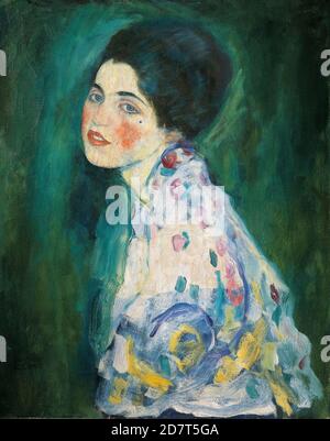 Titre: Portrait d'une jeune femme Créateur: Gustav Klimt Date: 1916-17 Moyen: Huile sur toile Dimensions: 68 x 55 cms emplacement: Galleria d'Arte Moderna, Ricci, Oddi, Italie Banque D'Images