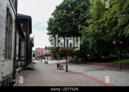 Szczawno-Zdroj, Pologne - 15 septembre 2019 : complexe de bâtiments et d'avenue de spa dans une ville thermale de la Voïvodeship basse-Silésie, située dans le Wa Banque D'Images