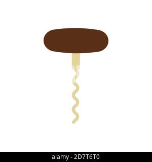 Tire-bouchon plat sur fond blanc. Illustration vectorielle. Illustration de Vecteur