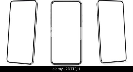 Maquette de smartphone réaliste. Cadre de téléphone portable avec modèles isolés d'affichage vierges Illustration de Vecteur