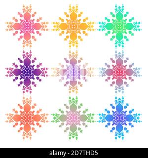 Cadre moderne isolé. Ensemble de vecteurs vintage. Ensemble vectoriel vintage avec dégradé de couleur. Conception décorative d'éléments de dentelle. Ensemble vectoriel d'ornement floral Illustration de Vecteur