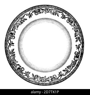 Gravure ancienne d'une plaque décorée (isolée sur blanc). Publié dans spécimens des divers caractères et vignettes typographiques de la fonderie par Banque D'Images