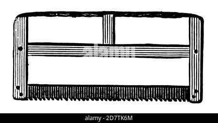 illustration du xixe siècle d'une scie (isolée sur blanc). Publié dans les spécimens des divers caractères et vignettes typographiques de la fonderie par Lau Banque D'Images