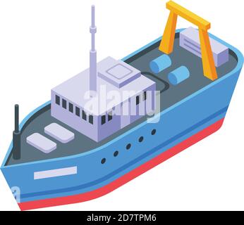 Icône bateau de pêche maritime. Isométrique de navire de pêche marine icône de vecteur pour la conception de Web isolée sur fond blanc Illustration de Vecteur