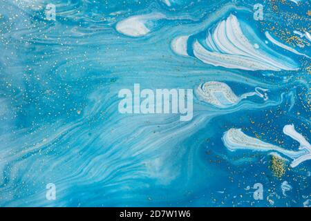 Fond bleu marbré de vague abstraite dans le style de l'océan. Banque D'Images