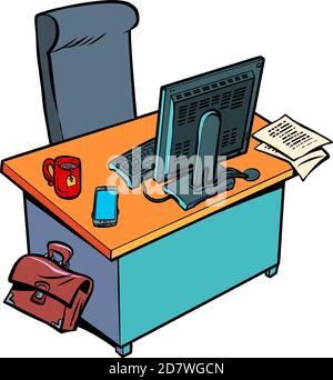 Vider le lieu de travail du bureau Illustration de Vecteur