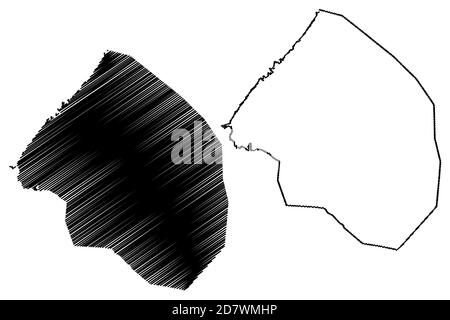 Ville de vente (Royaume du Maroc, région de Rabat-sale-Kenitra) carte illustration vectorielle, scribble croquis carte de la ville de Salli ou Sallee Illustration de Vecteur