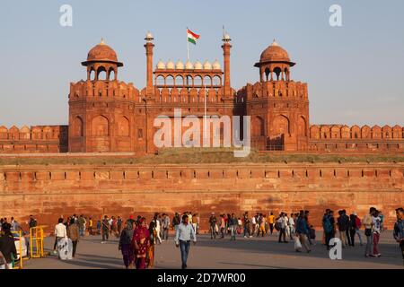 Porte de Lahori au fort Rouge à New Delhi, en Inde Banque D'Images