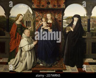 Titre: Vierge et enfant, avec saints et donneur Créateur: Jan van Eyck Date: c. 1441 - 1443 Moyen: Huile sur panneau Dimensions: 47 x 61 cm emplacement: La collection Frick Banque D'Images