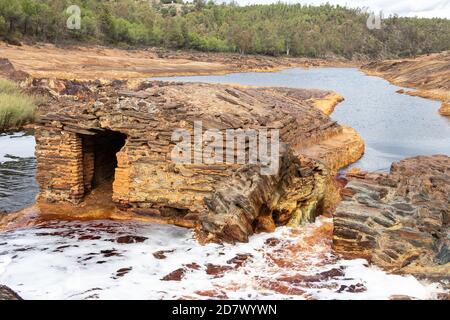 Ancien moulin à eau de la rivière Rio Tinto à Huelva, Andalousie, Espagne Banque D'Images