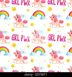 Motif licorne et arc-en-ciel sans coutures Illustration de Vecteur