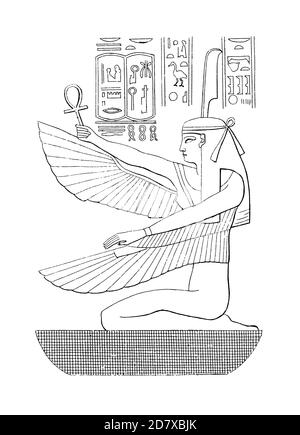 Gravure du XIXe siècle représentant le relief dans le tombeau égyptien. Illustration publiée dans Systematischer Bilder Atlas - Bauwesen, Ikonographische Encyklopae Banque D'Images