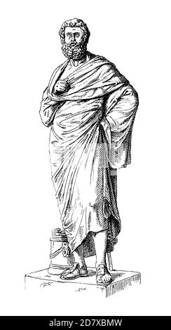 Gravure du XIXe siècle représentant la sculpture de Sophocles. Illustratation publiée dans Systematischer Bilder Atlas - Bauwesen, Ikonographische Encyklopae Banque D'Images