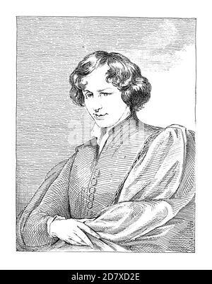 Illustration antique du XIXe siècle représentant l'autoportrait d'Anthony van Dyck. Gravure publiée dans Systematischer Bilder Atlas - Bauwesen, Ikonogra Banque D'Images