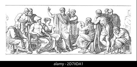 Gravure du XIXe siècle représentant la scène de la guerre d'indépendance grecque, série de tableaux de Carl Rahl. Illustration publiée dans Systematischer Bi Banque D'Images