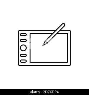 dessin à la main stylo tablette périphérique une seule icône isolée avec ligne ou style de contour Illustration de Vecteur