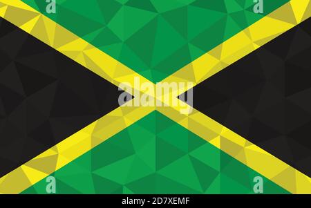 Illustration du vecteur de l'indicateur poly Jamaïque bas. Motif drapeau jamaïcain triangulaire. Le drapeau de la Jamaïque est un symbole d'indépendance. Illustration de Vecteur