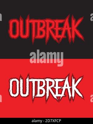Épidémie. Lettrage à la main. Lettres de style pinceau sur fond isolé. Rouge et noir. Texte vectoriel illustration t shirt design, imprimer, poster, icône, Illustration de Vecteur