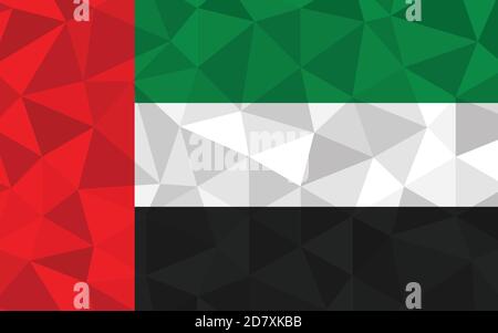 Illustration du vecteur de drapeau des Émirats arabes Unis à faible poly. Motif drapeau émirati triangulaire. Le drapeau des Émirats arabes Unis est un symbole d'indépendance Illustration de Vecteur