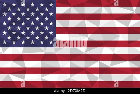 Illustration du vecteur d'alarme bas poly USA. Motif drapeau américain triangulaire. Le drapeau des États-Unis est un symbole d'indépendance. Illustration de Vecteur