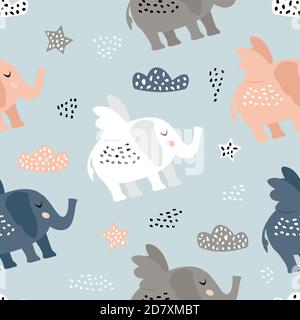 Motif enfant sans coutures avec joli éléphant . Texture créative pour le tissu et le textile Illustration de Vecteur