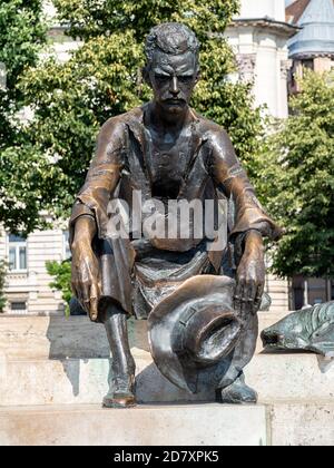 BUDAPEST, HONGRIE - 16 JUILLET 2019 : statue du poète hongrois Attila Jozsef Banque D'Images