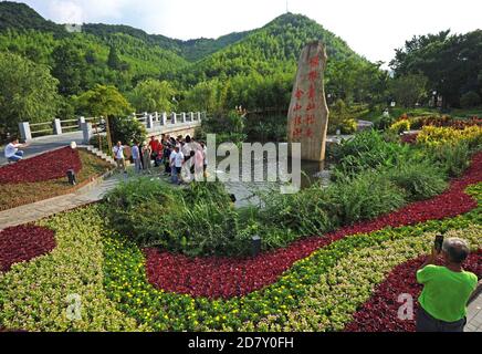 Pékin, province chinoise de Zhejiang. 22 juillet 2019. Les gens visitent le village de Yucun dans le comté d'Anji, dans la province de Zhejiang en Chine orientale, le 22 juillet 2019. POUR ALLER AVEC 'Factbox: Faits saillants de l'engagement climatique de la Chine sur cinq ans' Credit: Tan Jin/Xinhua/Alamy Live News Banque D'Images