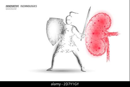 Protection contre les reins humains en poly 3D faible. Technologie de récupération de la médecine concept de médecine de médicament. Illustration vectorielle Illustration de Vecteur