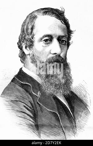 Lord Frederick Charles Cavendish, Secrétaire en chef de l'Irlande. 1836-1882. Assassiné dans le Phoenix Park, Dublin, le 6 mai 1882. Illustration ancienne. 1 Banque D'Images