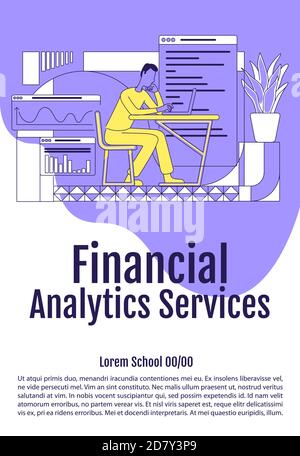 Modèle de vecteur de silhouette plate d'affiche des services d'analyse financière Illustration de Vecteur
