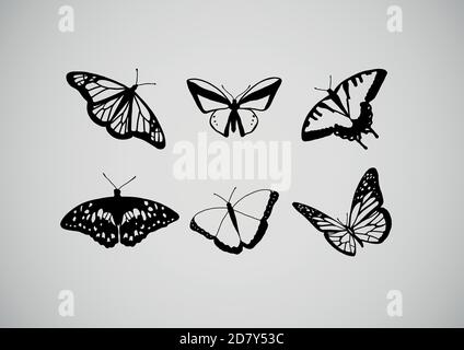 icônes papillon Illustration de Vecteur