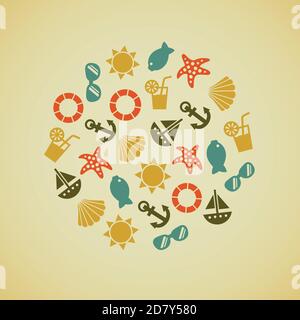 icônes rétro de l'été Illustration de Vecteur