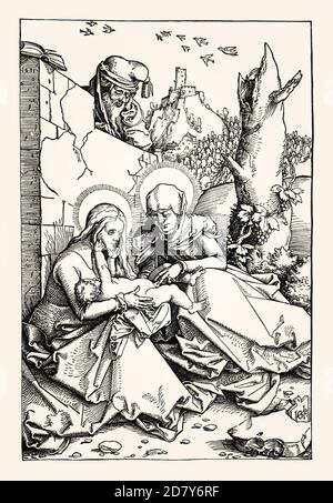 La Sainte famille, par Hans Baldung Grien, 1511, télécopie du XIXe siècle Banque D'Images