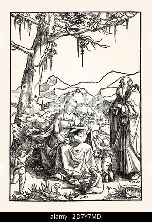 La Sainte famille, Hans Leu, 1516, télécopie du XIXe siècle Banque D'Images