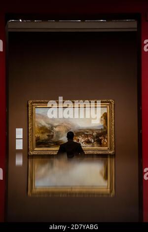 Londres, Royaume-Uni. 26 octobre 2020. L'ouverture de Wallhalla - le monde moderne de Turner à Tate Britain. La nouvelle exposition révèle comment le plus grand peintre paysagiste de Grande-Bretagne a trouvé de nouvelles façons de capturer les événements de son époque, de l'impact de la technologie sur le monde naturel aux effets de la modernisation sur la société. Crédit : Guy Bell/Alay Live News Banque D'Images