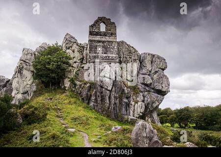 Les ruines de l'atmosphère du XVe siècle Roche Rock Hermitage en Cornouailles. Banque D'Images