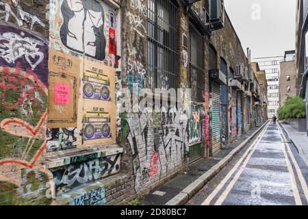 Street art on Blackall Street, Londres, EC2, Shoreditch, Royaume-Uni Banque D'Images