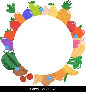 Fond fruits et légumes, illustration vectorielle de style plat Illustration de Vecteur