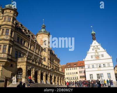 Rothenburg ob der Tauber Marktplatz Rathaus und Ratstrinkstube Banque D'Images