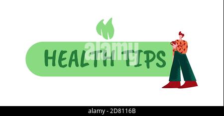 Affiche conseils de santé. Bio vert saines recommandations de style de vie bonne nutrition naturelle avec des vitamines. Illustration de Vecteur