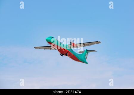 Boryspil, Ukraine - 25 septembre 2020 : le Windrose ATR-72-600 part de l'aéroport Banque D'Images