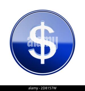 L'icône bleu brillant Dollar, isolé sur fond blanc Banque D'Images