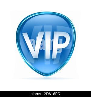 Icône VIP bleu, isolé sur fond blanc. Banque D'Images