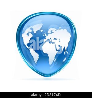 L'icône mondiale bleu, isolé sur fond blanc. Banque D'Images