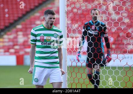 Celtic Ryan Chirstie Goal Celtic Celtic lors du match Scottish Premiership au Pittodrie Stadium, Aberdeen. Banque D'Images